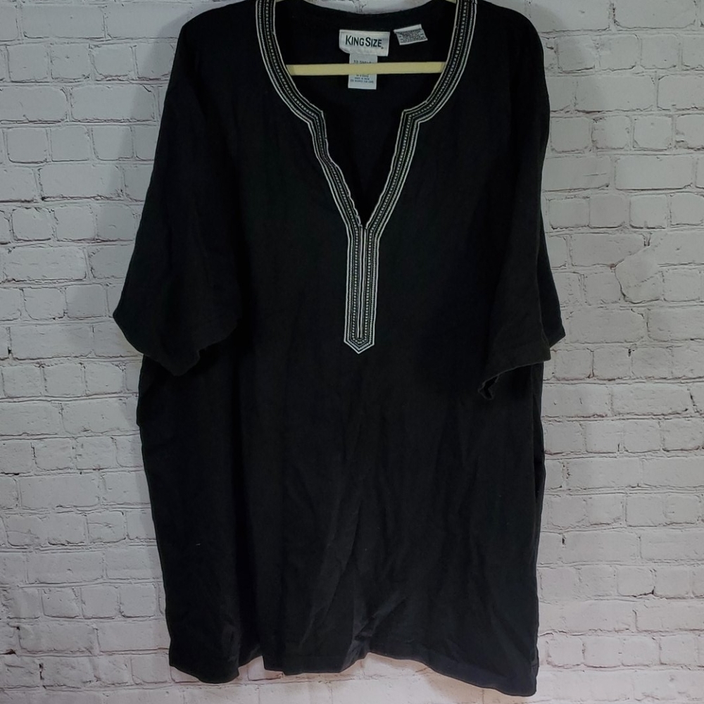 King Size Black V Neck 3XL Short Sleeve Shirt